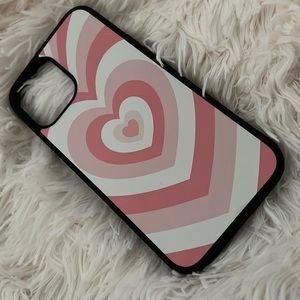 Y2K Pink hearts phone case, barely used fits iphone 12pro max